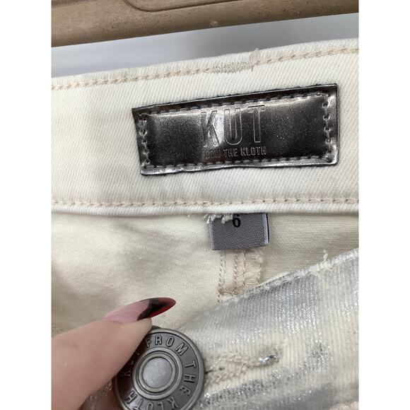 KUT from the Kloth 6 Silver Reese High-Rise Fab AB Ankle Straight Jeans G4-1 - Picture 6 of 12